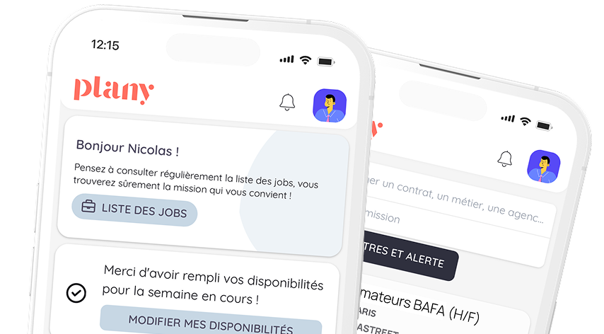 Mockup de l'application mobile Plany